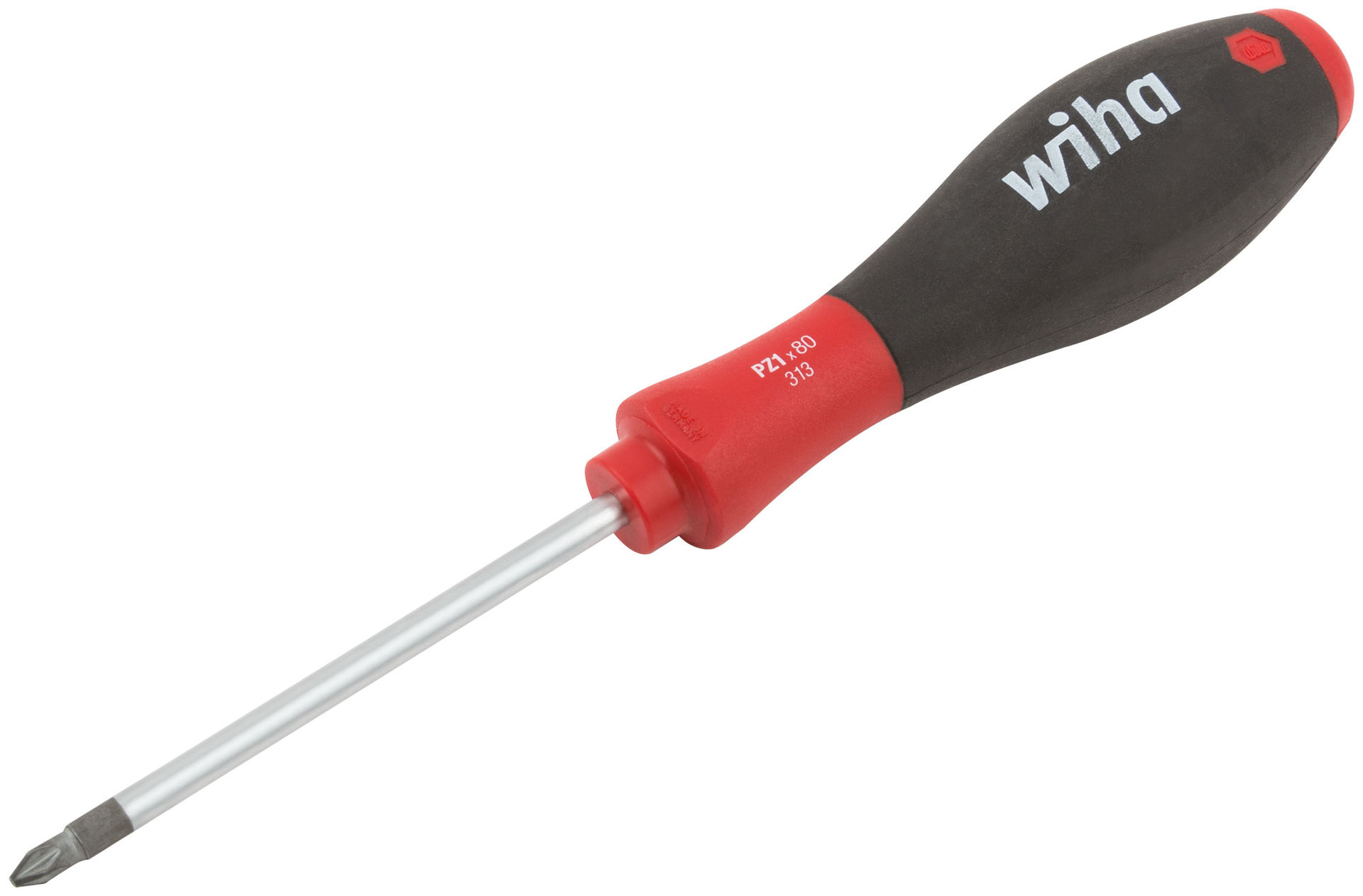 Отвертка SOFTFINISH, CrMo сталь, матовое хромирование PZ1 x 80 мм, WIHA, 53071