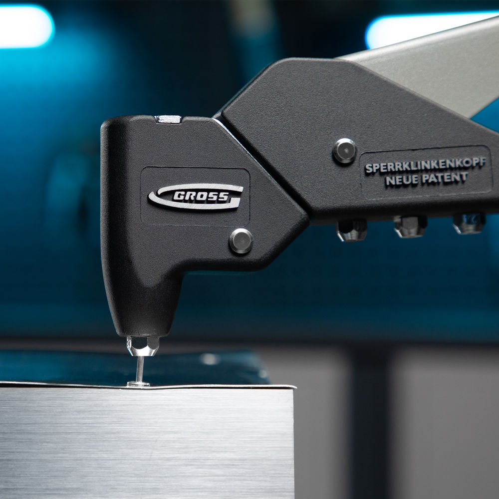 Заклепочник литой, усиленный, поворотный 0-360 град, заклепки 2.4-4.8 мм Gross (40405)