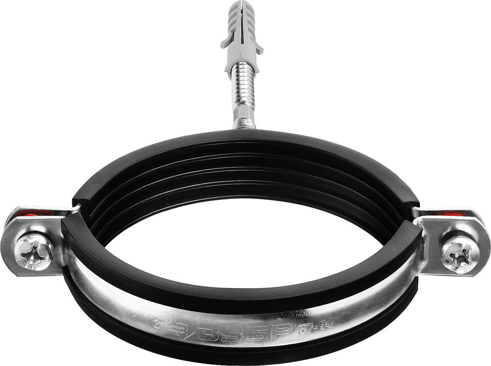 Хомут трубный с сантехнической шпилькой и дюбелем 3, цинк, 1 шт ЗУБР 37866-87-94  