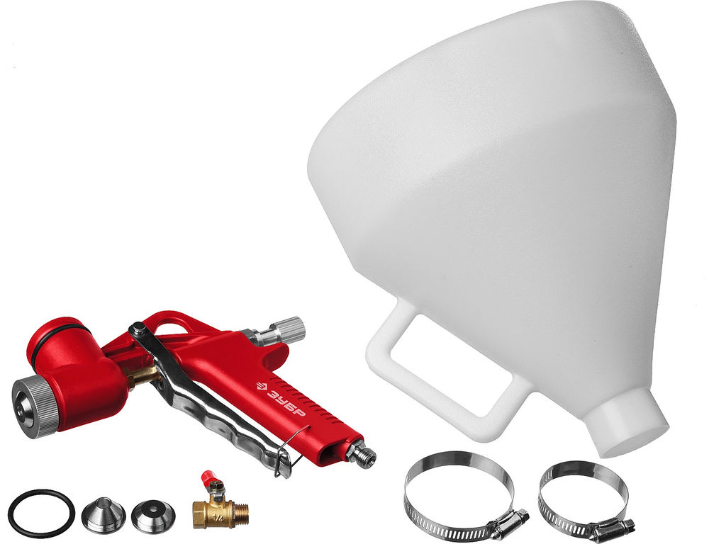 Пистолет для штукатурки MKP 600, 4, 6, 8 мм, картушный, верхний бачок ЗУБР 06466