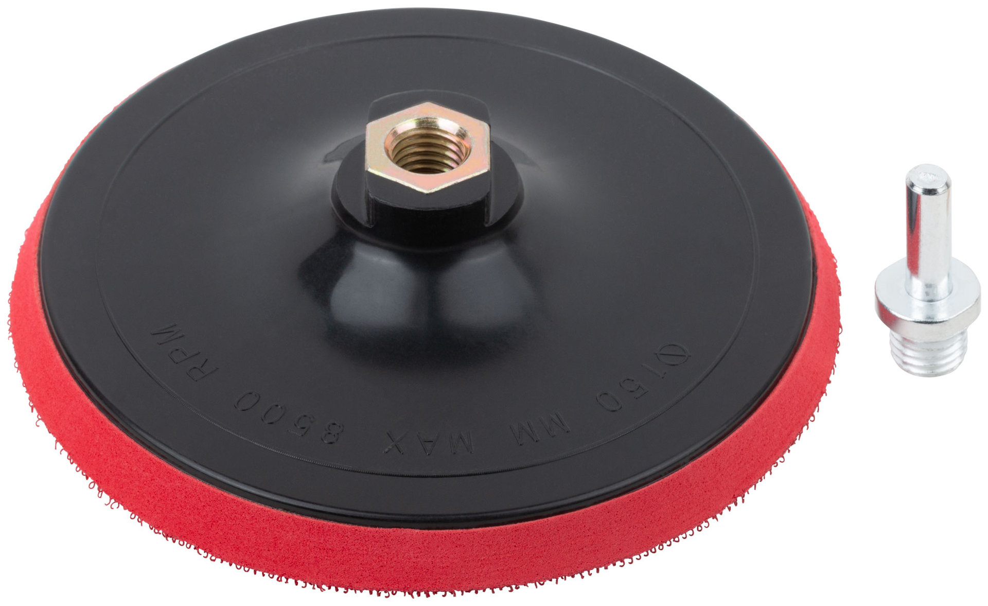 Диск шлифовальный с липучкой, гайка М14 + переходник для дрели, 150x10 мм (39622)