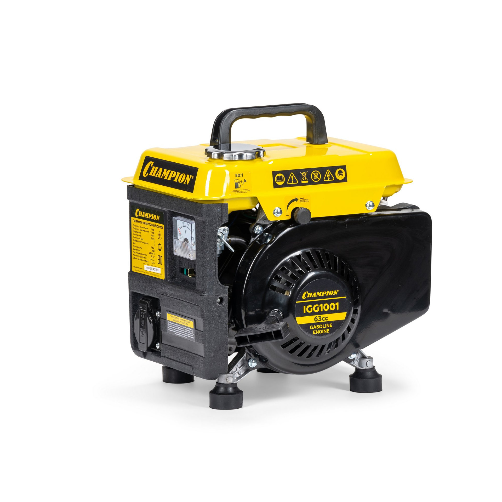 Генератор CHAMPION IGG1001 (1/1,1кВт 1,86лс 2Т 2,2л 12В 11,8кг) (IGG1001)
