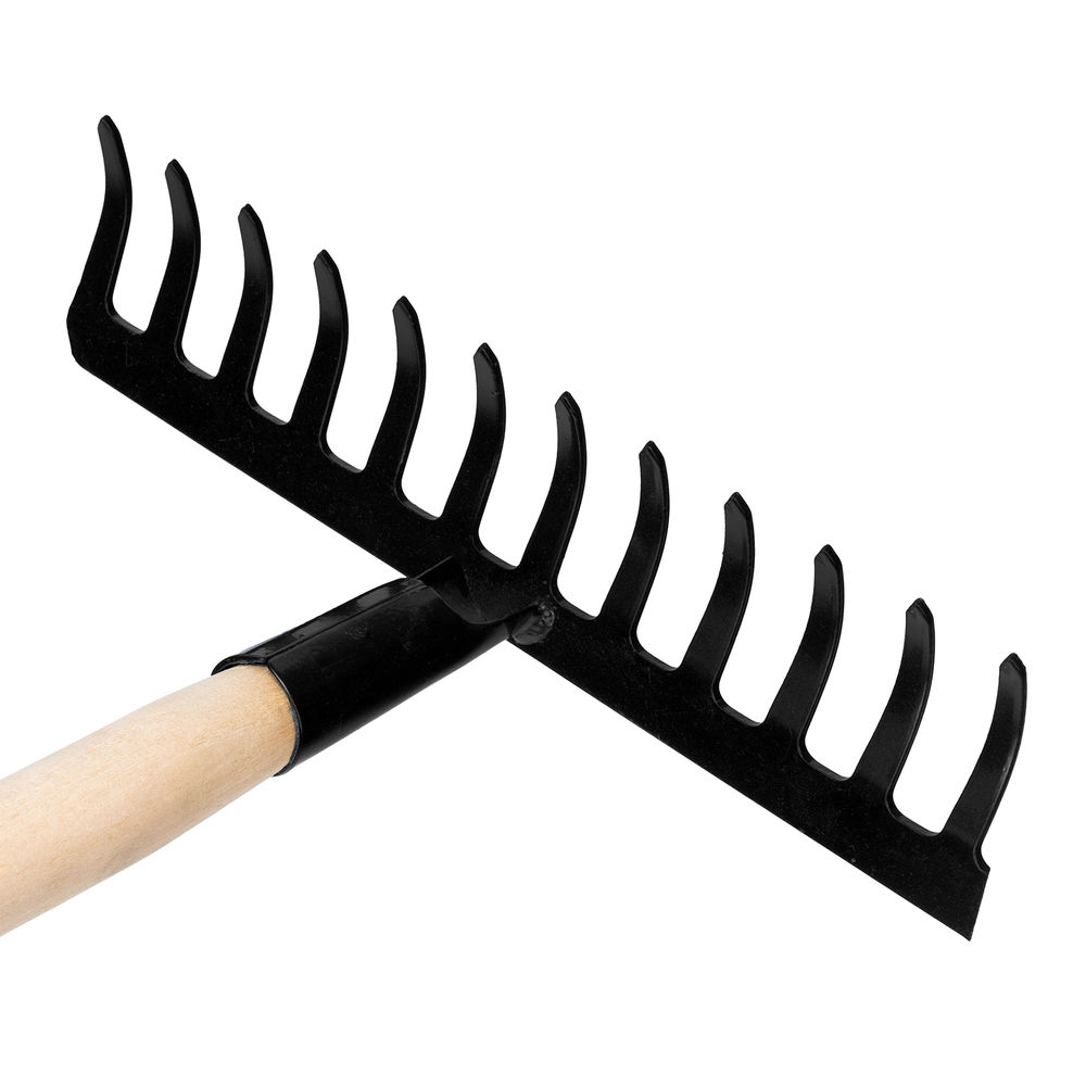 Грабли стальные, 300х1300 мм, 12 прямых зубьев, деревянный черенок, Сибртех (61741)