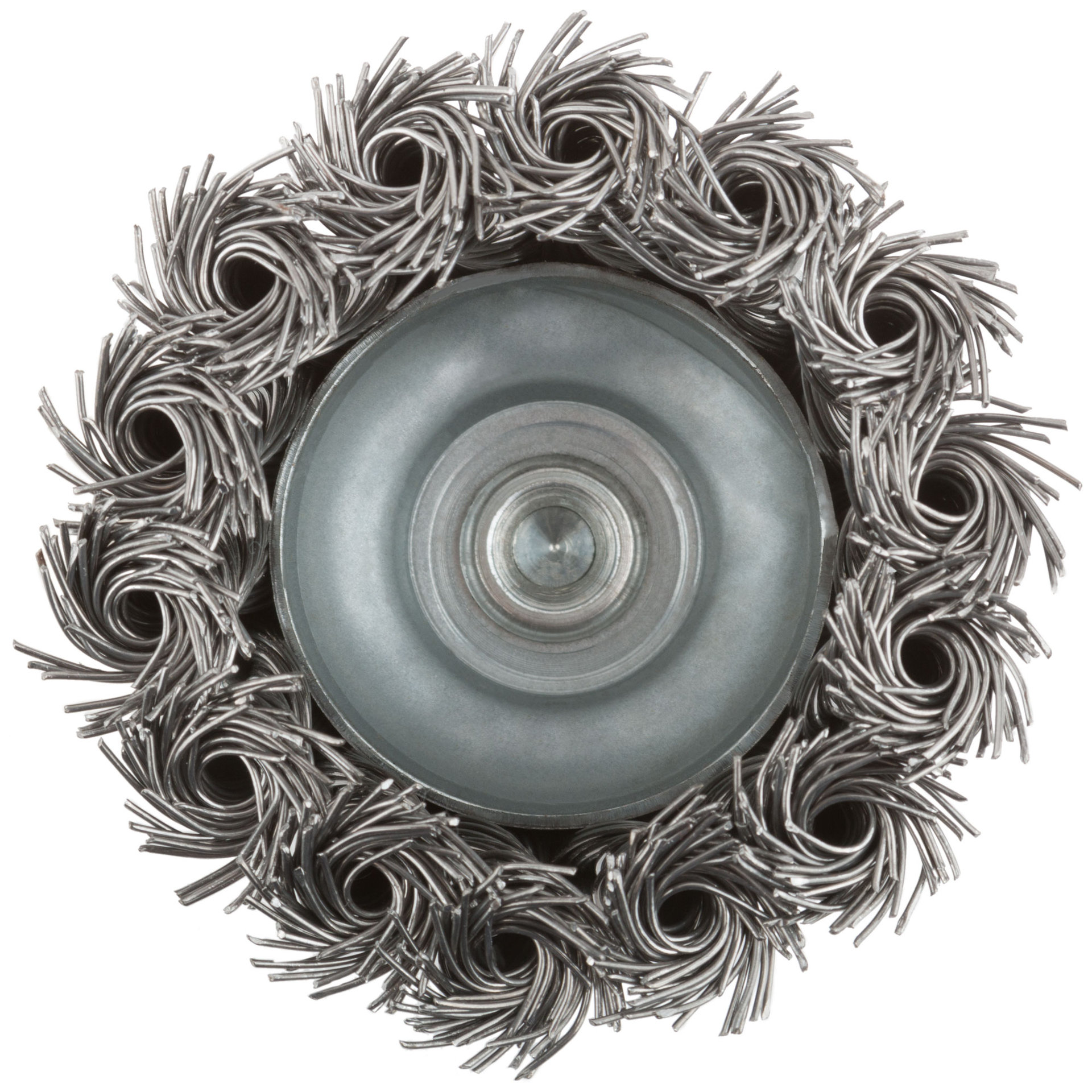 Корщетка, тип чашка, со штифтом, стальная витая проволока 65 мм (38497М)