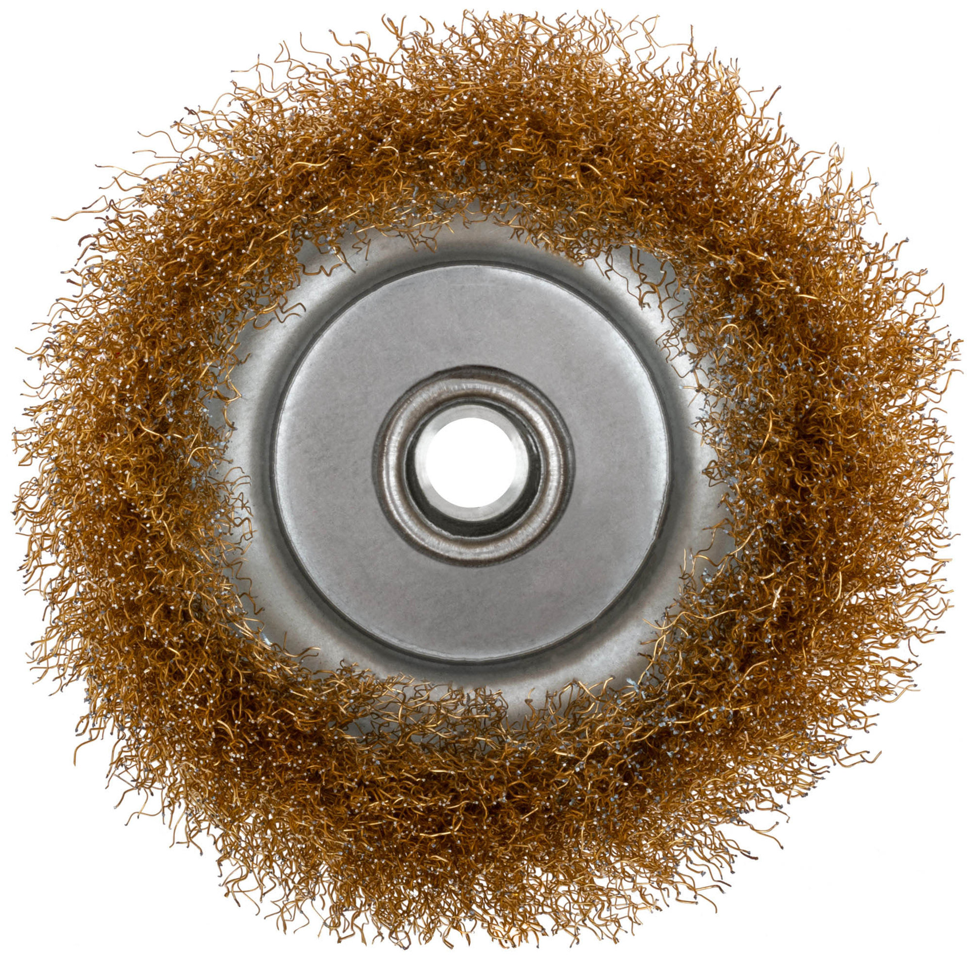 Корщетка чашечная, гайка М14, стальная латунированная волнистая проволока 125 мм (39039)