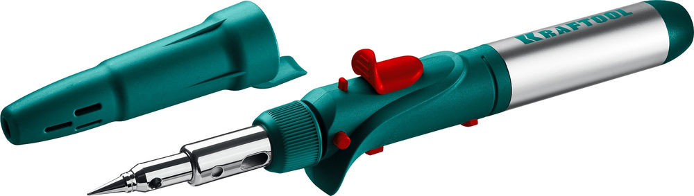 Газовый паяльник SolderGas, 120 K, 30–120 Вт, 1300°С, горелка, фен, пьезоподжиг, набор 10 в 1 KRAFTOOL 55503-H10