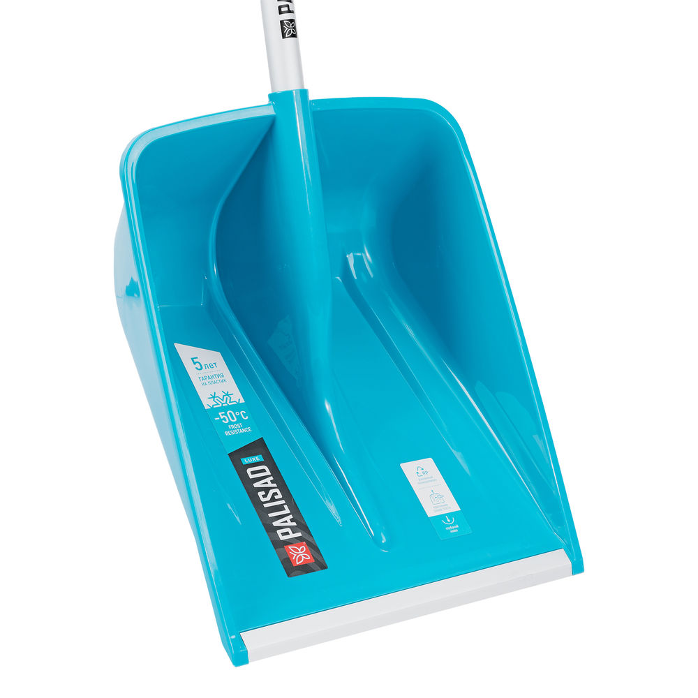 Лопата для уборки снега, полипропилен, 365х460х1500мм, алюминиевый черенок, ПВХ накладка, LUXE Palisad (61794)