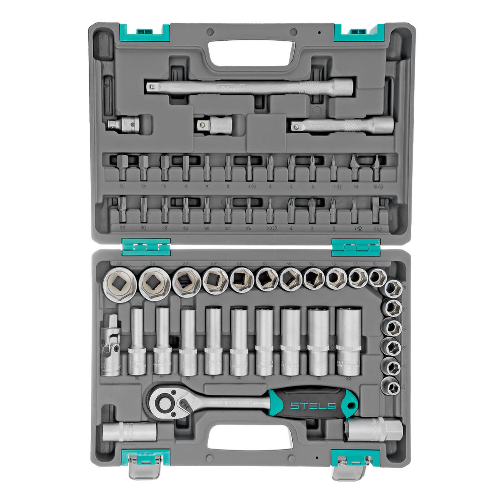 Набор инструментов, 1/2, CrV, пластиковый кейс 60 предметов Stels