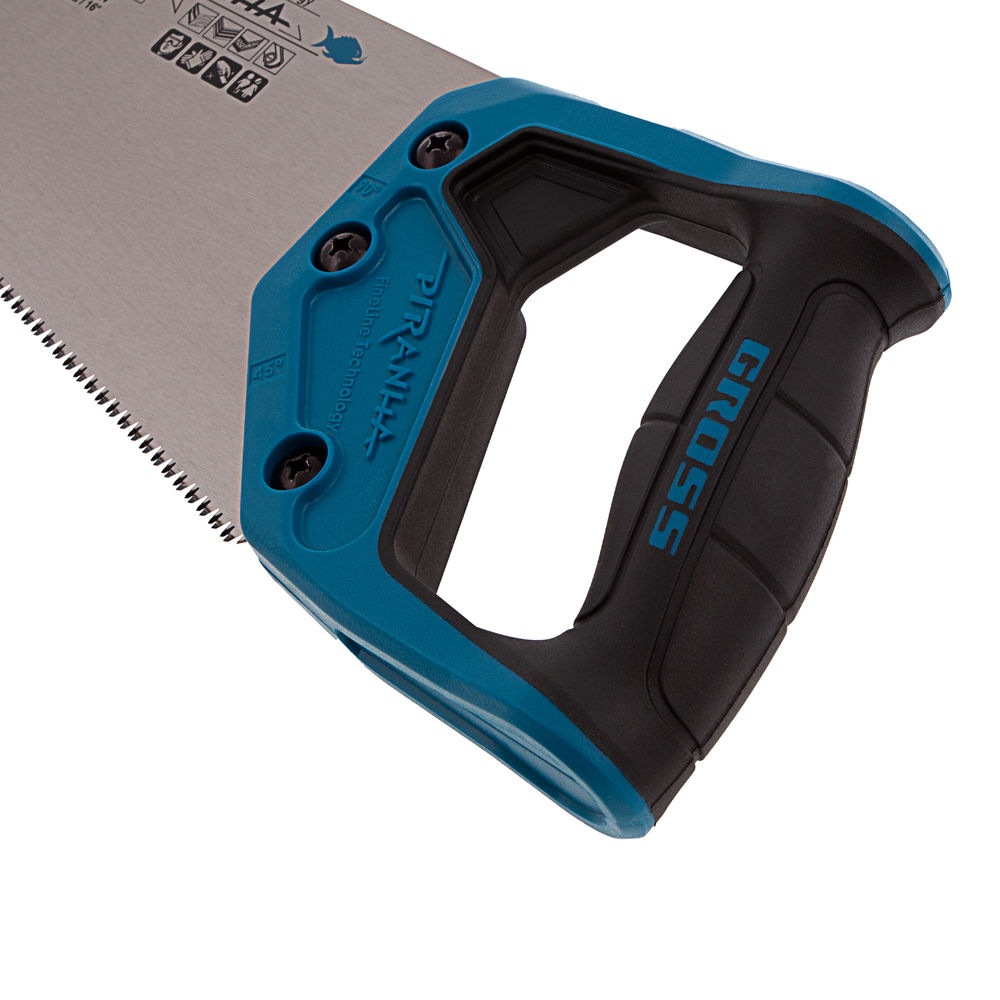 Ножовка по дереву Piranha, 400 мм, 11-12 TPI, зуб-3D, каленый зуб, двухкомпонентная рукоятка Gross