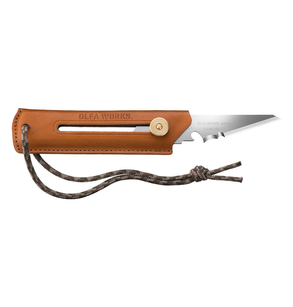Многоцелевой нож со сменным лезвием WORKS BK1 CAMEL BUSHCRAFT KNIFE с чехлом OLFA OW-BK1L-CL