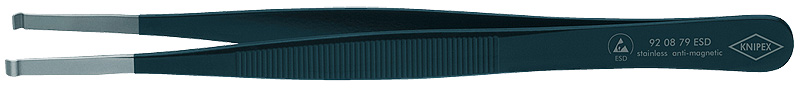 Пинцет позиционный ESD, нерж, 122 мм, гладкие губки, захват круглых деталей O 1.0 мм (KN-920879ESD)