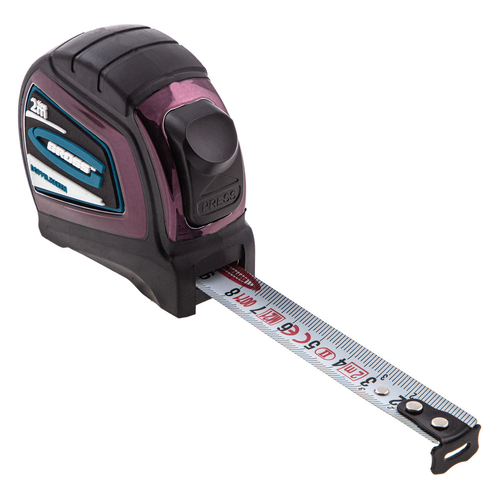 Рулетка Doppelhaken,2 м x 16 мм,односторонний зацеп,Нейлон,двусторонняя шкала,автоматическая фиксация Gross