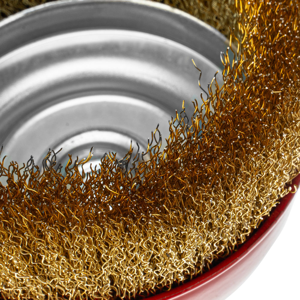 Щетка для УШМ, 125 мм, М14, чашка, латунированная витая проволока Matrix (74606)