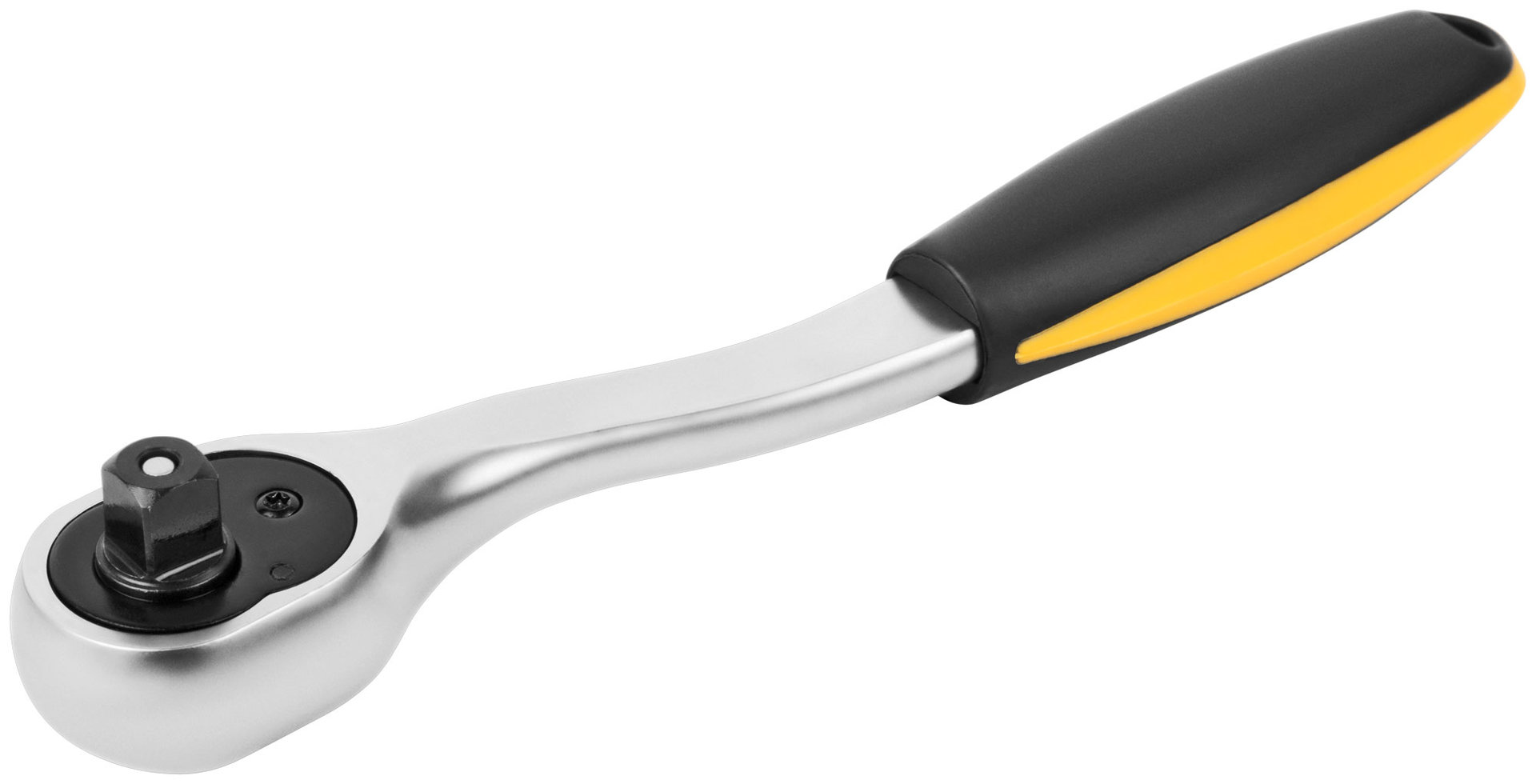 Вороток (трещотка) CrV, черно-желтая прорезиненная ручка, Профи 3/8, 72 зубца