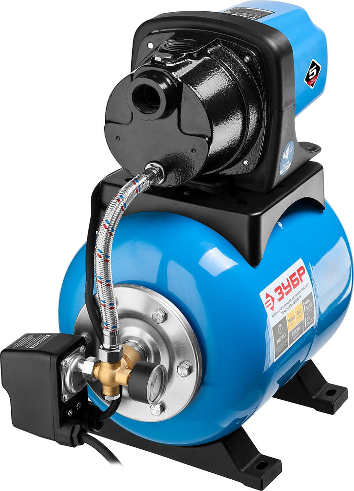 Насосная станция автоматическая 1200 Вт, бак 20 л, чугунный корпус ЗУБР НАС-М3-1200-Ч