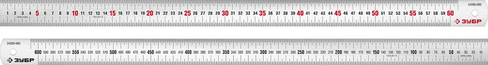 Усиленная нержавеющая линейка длина 0.60 м Профессионал ЗУБР Про-60 34280-060