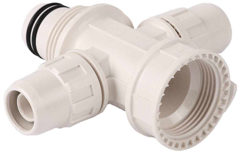 Коллектор крестовой сборный ШиреФит внутренняя резьба - штуцер с гайкой - штуцер с гайкой - штуцер с гайкой 26 - 16 - 26 мм ЗУБР 51518-26-16-26