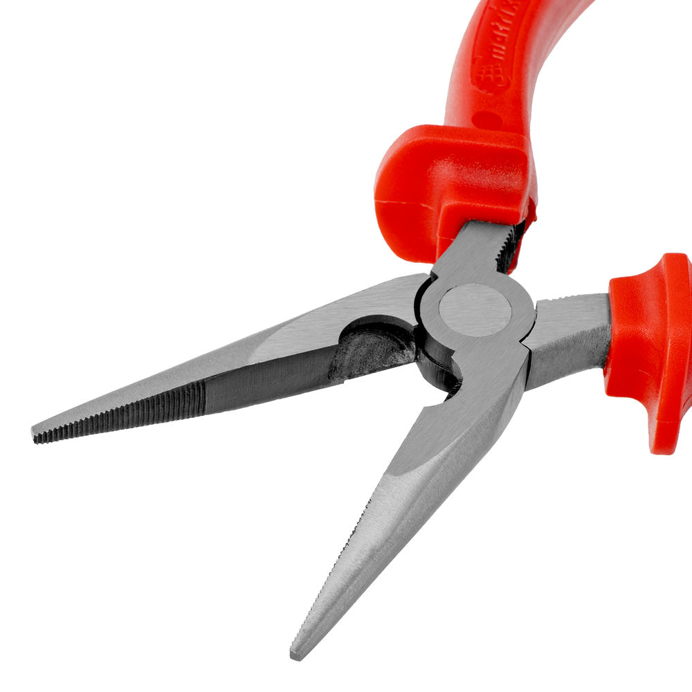 Длинногубцы прямые Econom, 180 мм, шлифованные, пластмассовые рукоятки Matrix (17193)