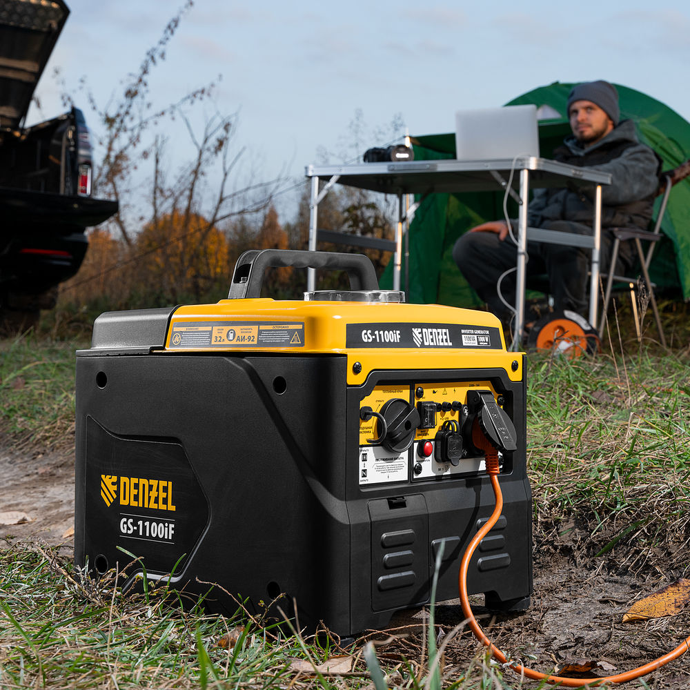 Генератор инверторный GS-1100iF, 1,1 кВт, 230 В, ручной старт DENZEL (94706)
