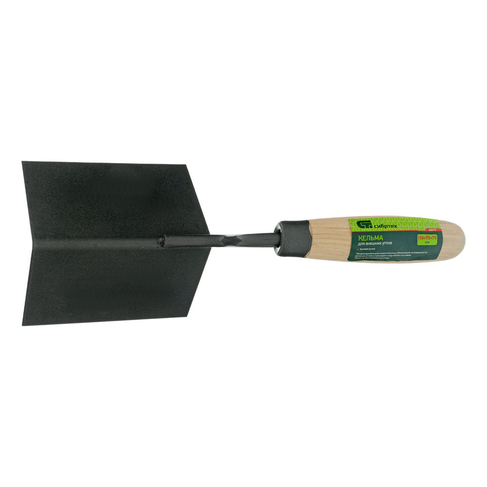 Кельма угловая, 110 х 75 х 75 мм, стальная, для внешних углов, буковая ручка Сибртех (86313)