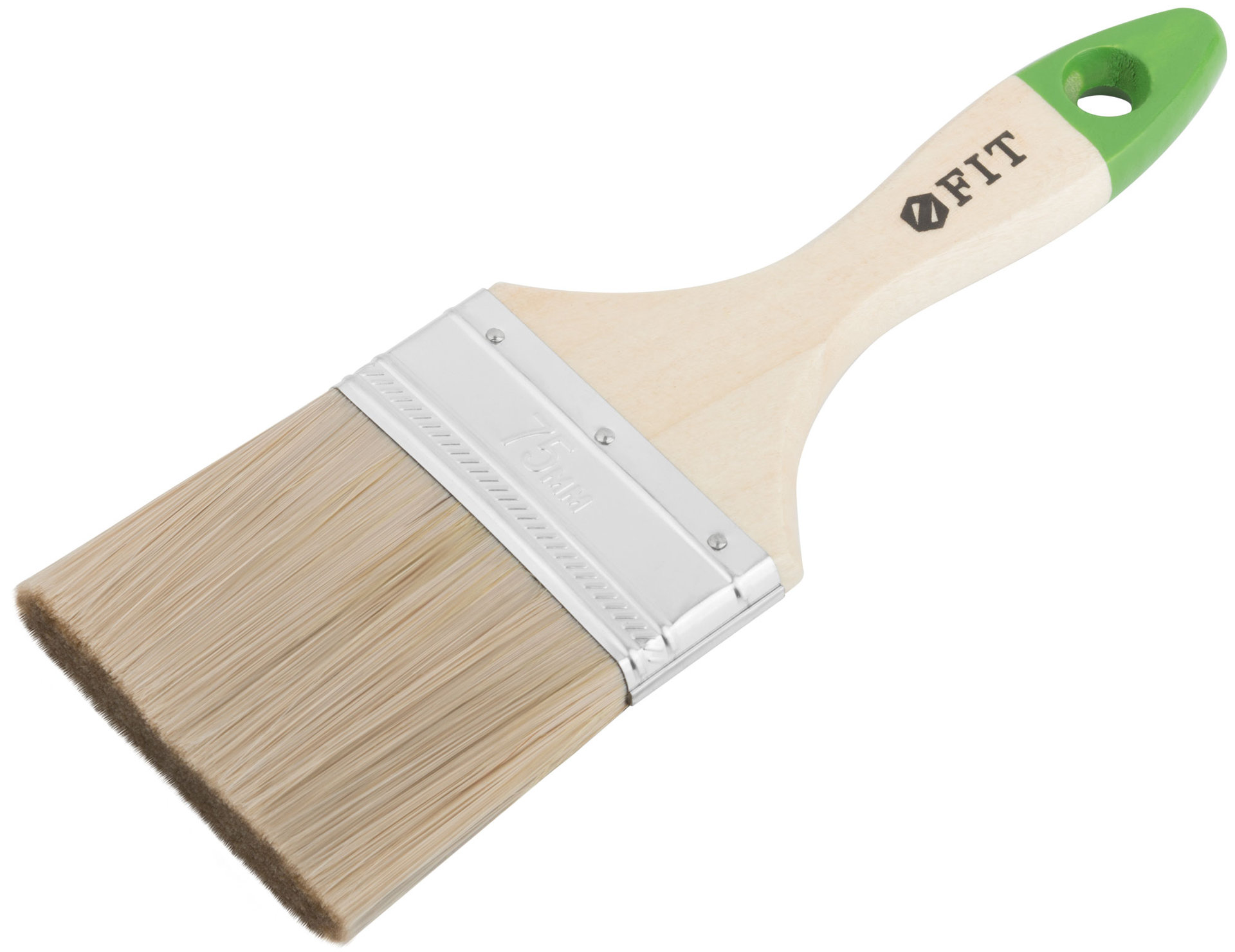 Кисть флейцевая Микс, смешанная натуральная и искусственная щетина, деревянная ручка 3 (75 мм) (01197)