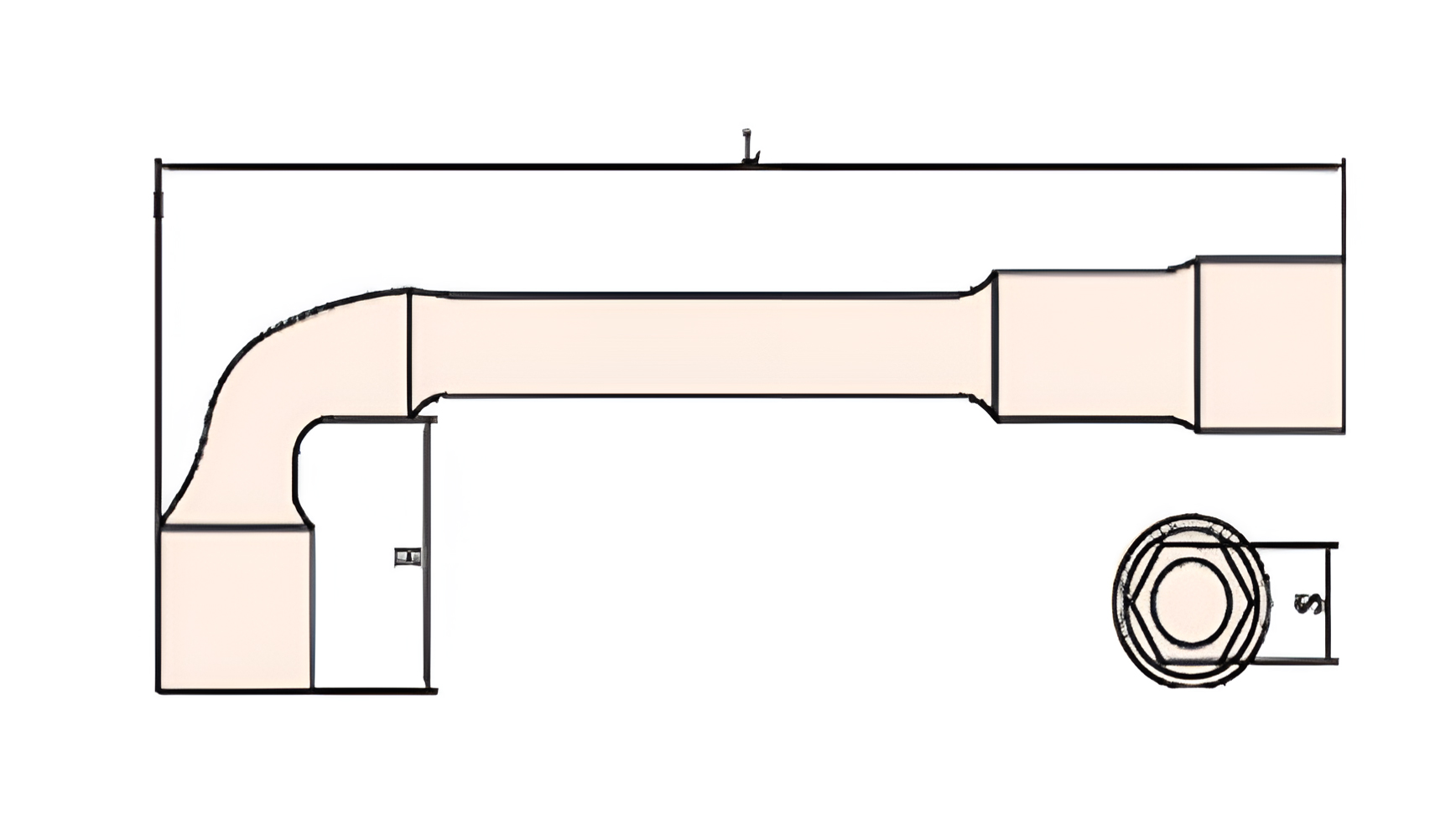 Ключ торцевой двухсторонний изогнутый искробезопасный сплав BeCu 122A-32, HORTZ