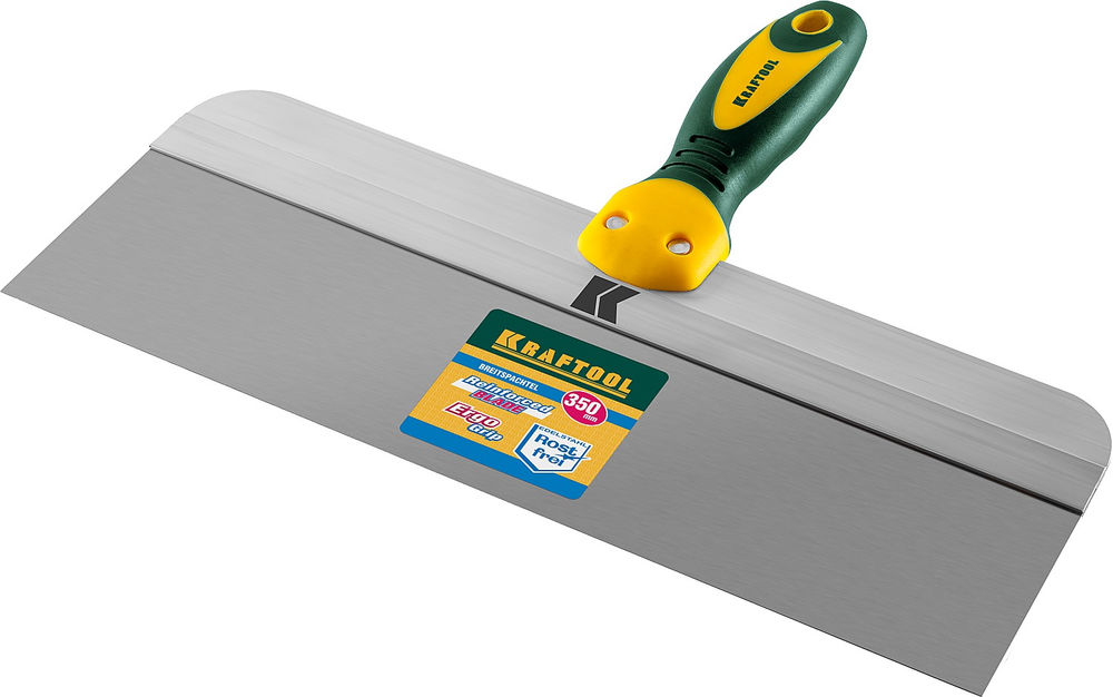 Фасадный шпатель 350 мм, широкое полотно, алюминиевая направляющая, двухкомпонентная ручка, нержавеющий KRAFTOOL 10036-350