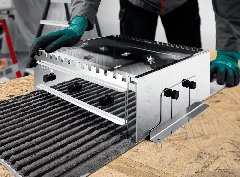 Раздвижная гребенка для плитки зуб 8 10 12 мм полукруг 10?20 мм нерж. сталь BUNKER-4 KRAFTOOL 08081