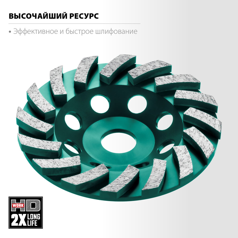 Алмазная чашка Turbo, 125 мм, INDUSTRIAL KRAFTOOL 33368-125