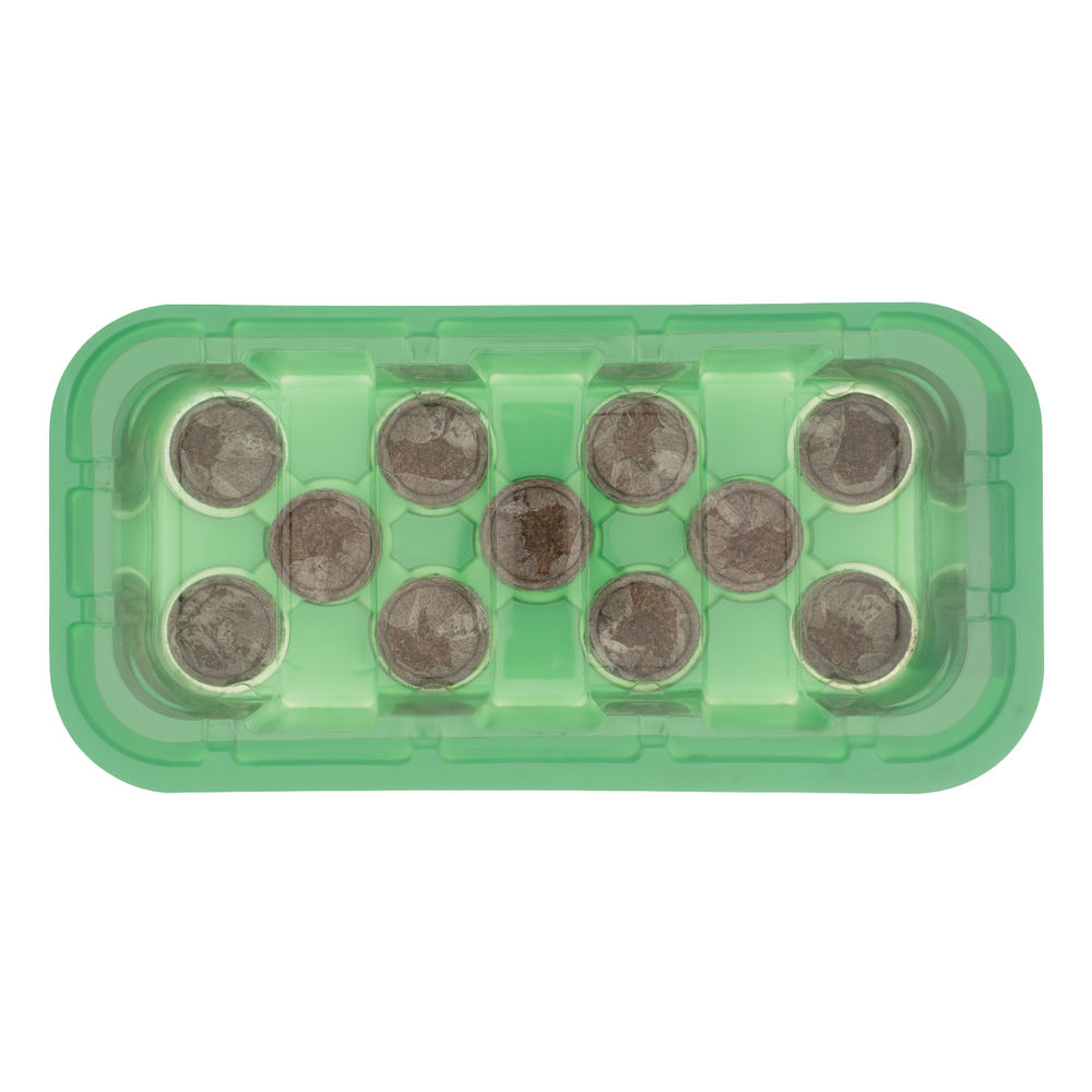 Мини-парник с крышкой, с торфяными таблетками, 240х125х50 мм, 11 ячеек, полистирол (64331)