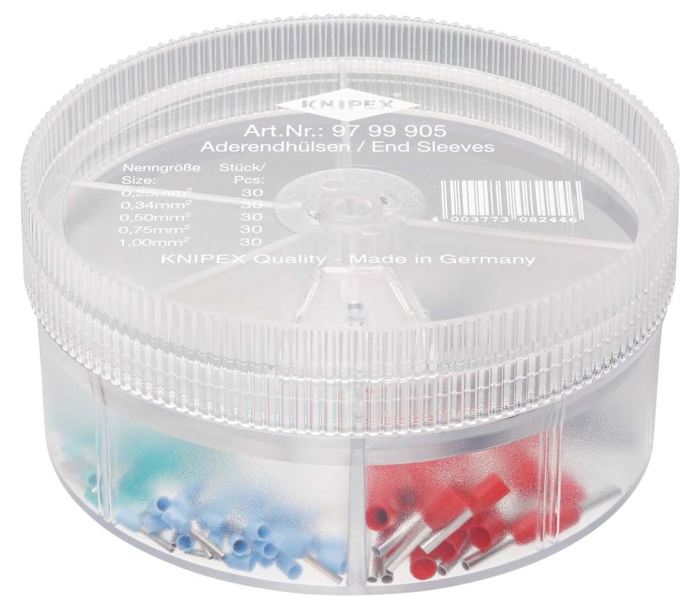 Набор изолированных контактных гильз 0.25 мм? 30 шт 0.34 мм? 30 шт 0.5 мм? 30 шт 0.75 мм? 30 шт 1 мм? 30 шт KN-9799905