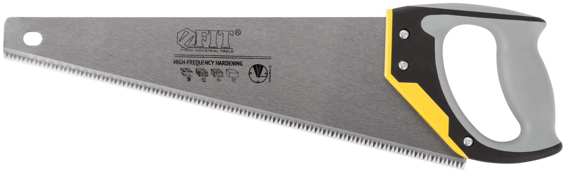 Ножовка по дереву, средний каленый зуб 7 ТPI, 3D заточка, 3К пласт.прорезиненная ручка, Профи 400 мм (40451)