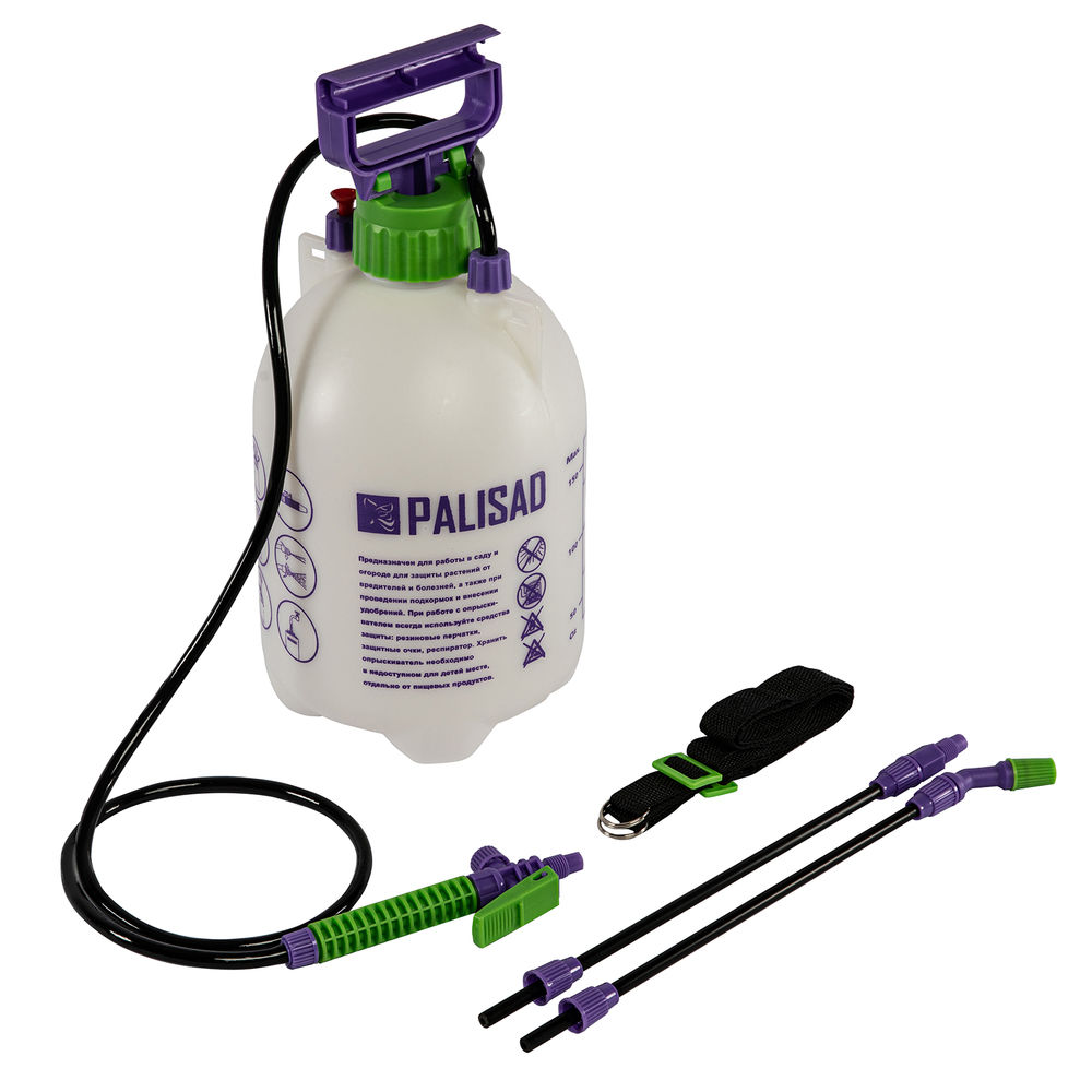 Опрыскиватель ручной, 5 л, с насосом, шлангом, разбрызгиватель Palisad (64740)