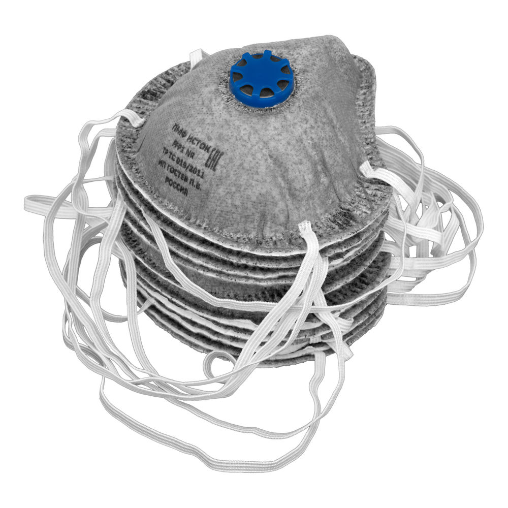 Полумаска фильтрующая формов,модельИсток,с угольным слоем,с клапаном выдоха, FFP1 NR, 10шт (892487)