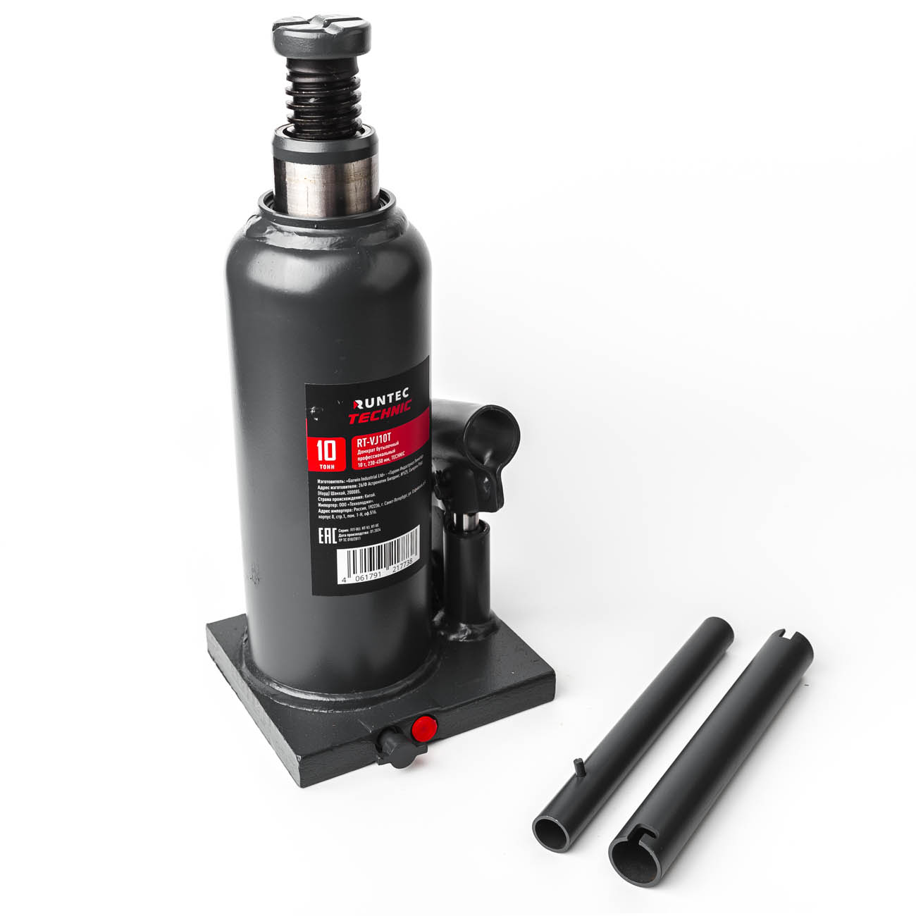 Домкрат бутылочный профессиональный 10 т, 230-450 мм TECHNIC RUNTEC RT-VJ10T