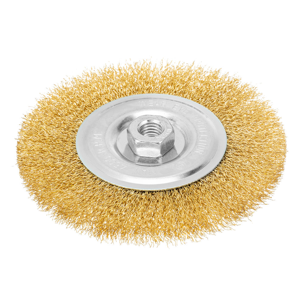 Щетка для УШМ, 150 мм, М14, плоская, латунированная витая проволока Matrix (74652)