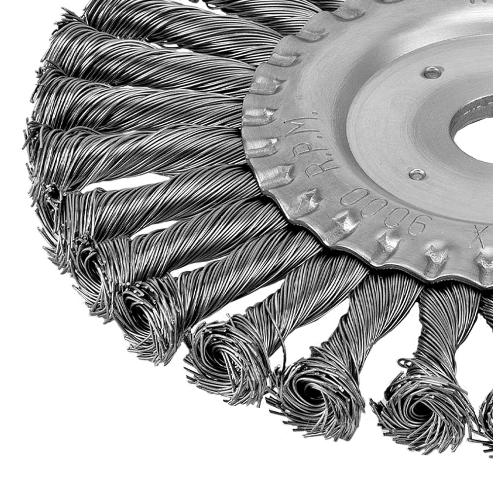 Щетка для УШМ 175 мм, посадка 22.2 мм, плоская, крученая металлическая проволока Сибртех (746367)