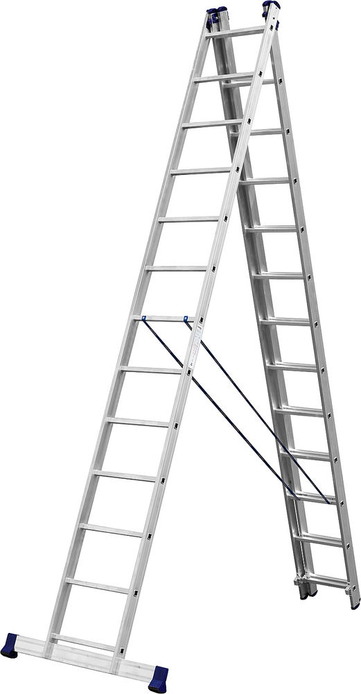 Лестница трехсекционная алюминиевая 13 ступеней, со стабилизатором СИБИН 38833-13