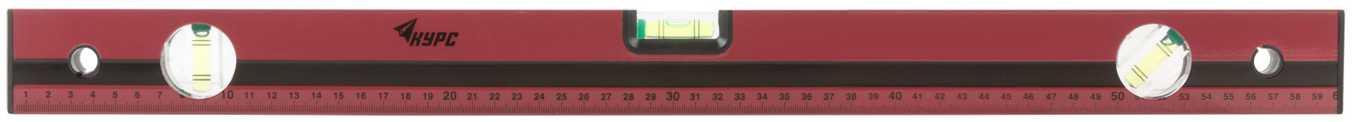 Уровень Оптима, 3 глазка, красный корпус, фрезерованная рабочая грань, шкала 600 мм (18023)