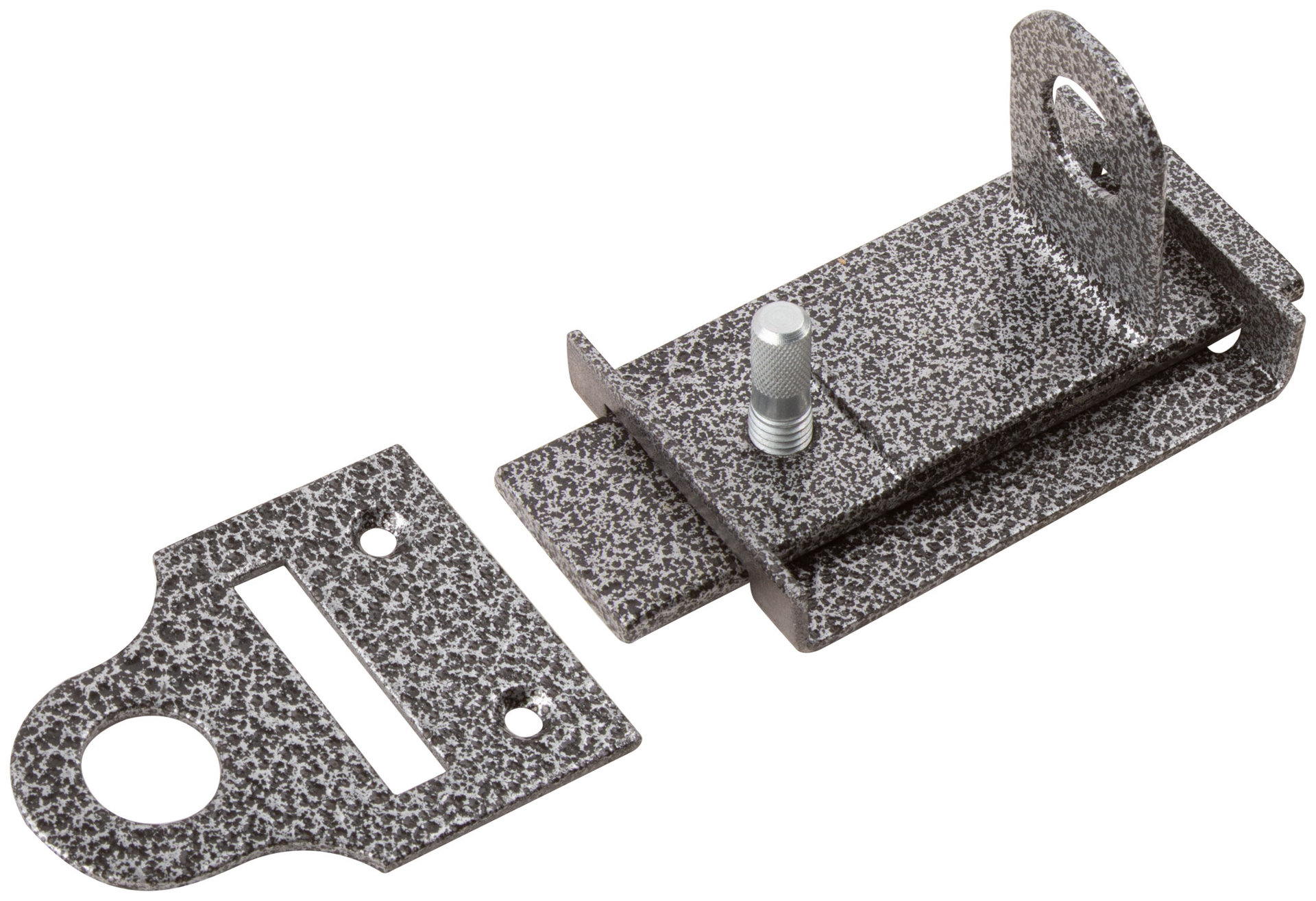 Засов накладной с проушинами, серебро (66676)