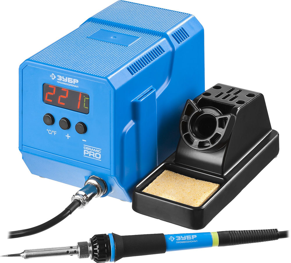 Паяльная станция низкотемпературная цифровая 60 Вт, 50-480°C, керамический нагреватель Профессионал ЗУБР ПСН-60 55336