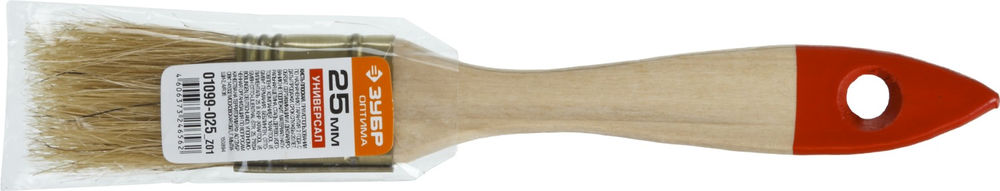 Кисть плоская 25 мм, 1, светлая натуральная щетина, деревянная ручка ЗУБР УНИВЕРСАЛ 01099-025_z01