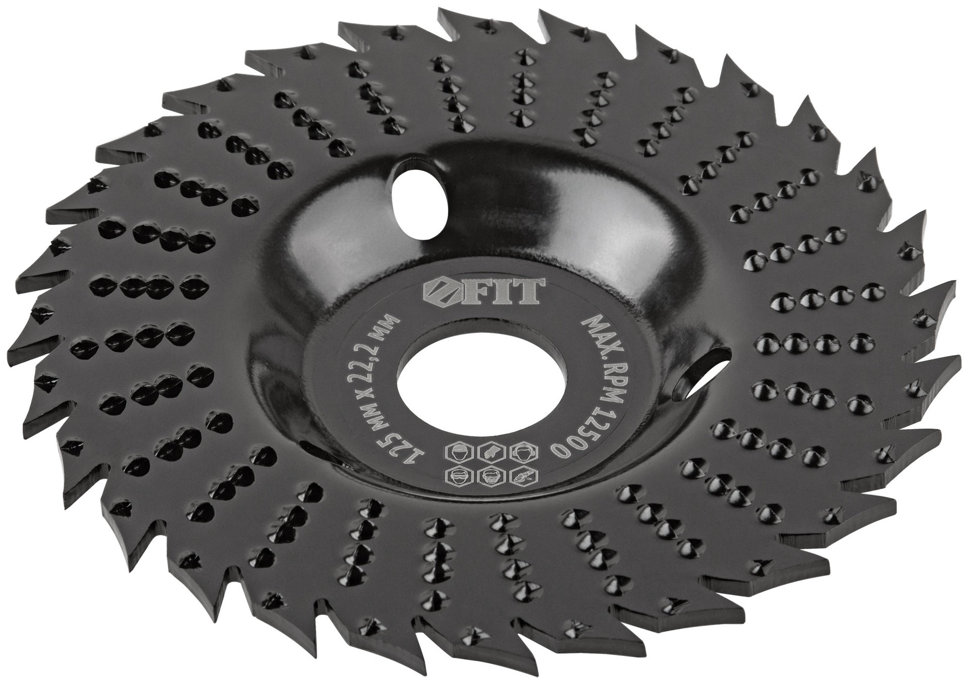 Диск-фреза обдирочный по дереву, плоский, посадочный диаметр 22,2 мм, 125 мм, грубая насечка (39529)