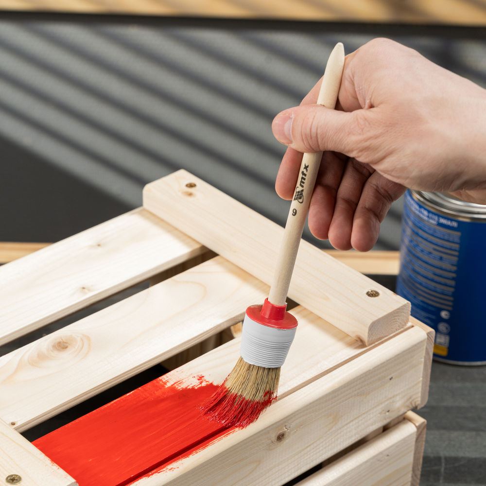 Кисть круглая № 6 (30 мм) натуральная щетина, деревянная ручка MTX (82076)