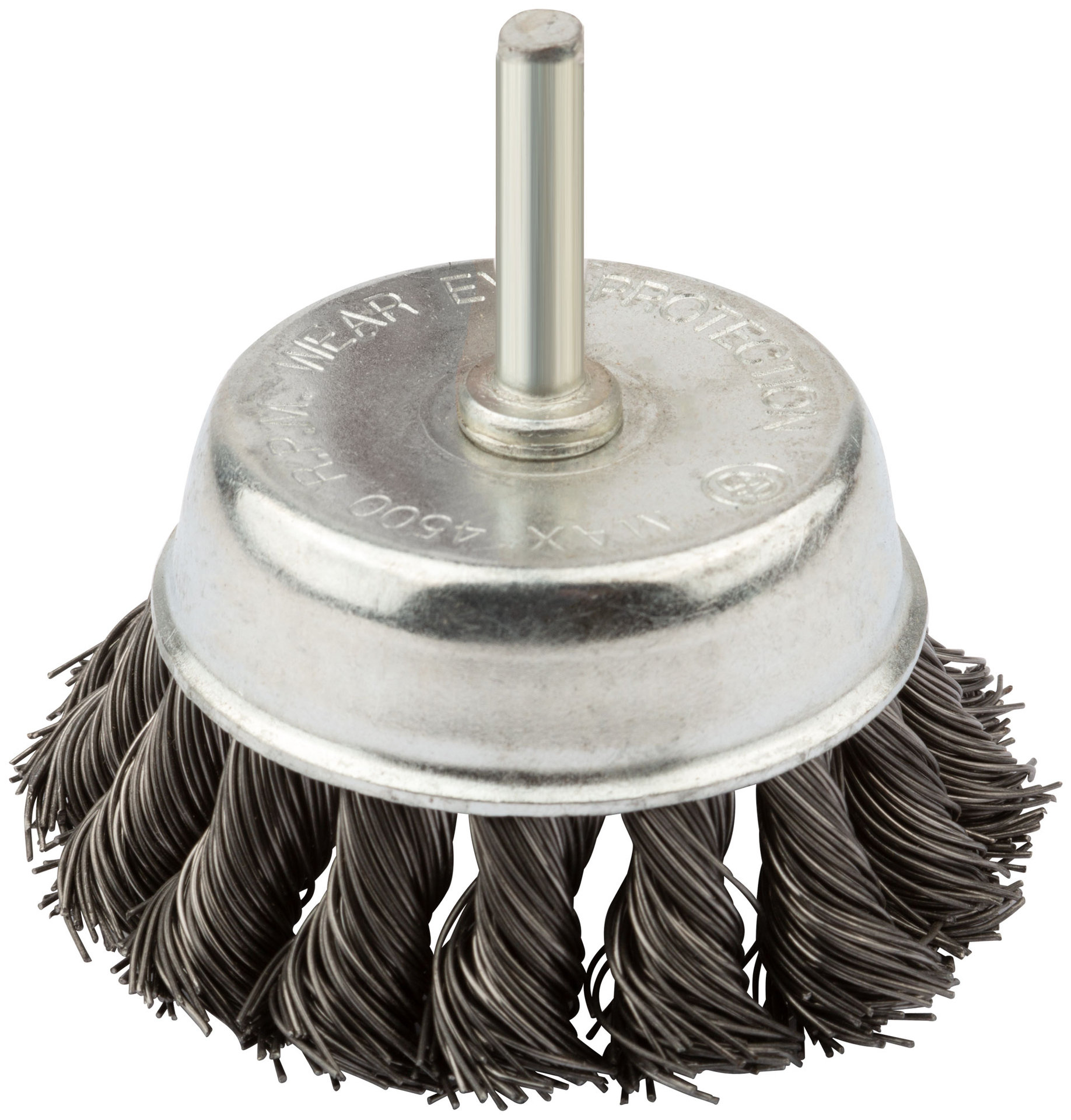 Корщетка чашечная, со шпилькой, стальная витая проволока 75 мм (38478)