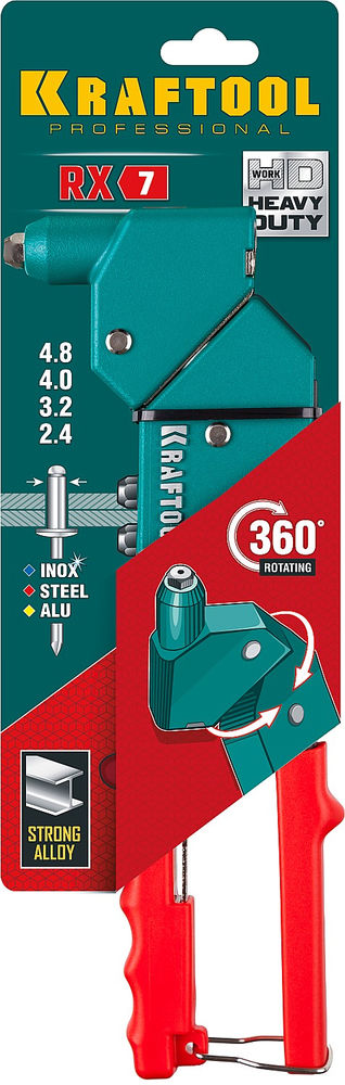 Литой поворотный заклепочник RX-7, 360°, 2.4–4.8 мм KRAFTOOL 31176_z01