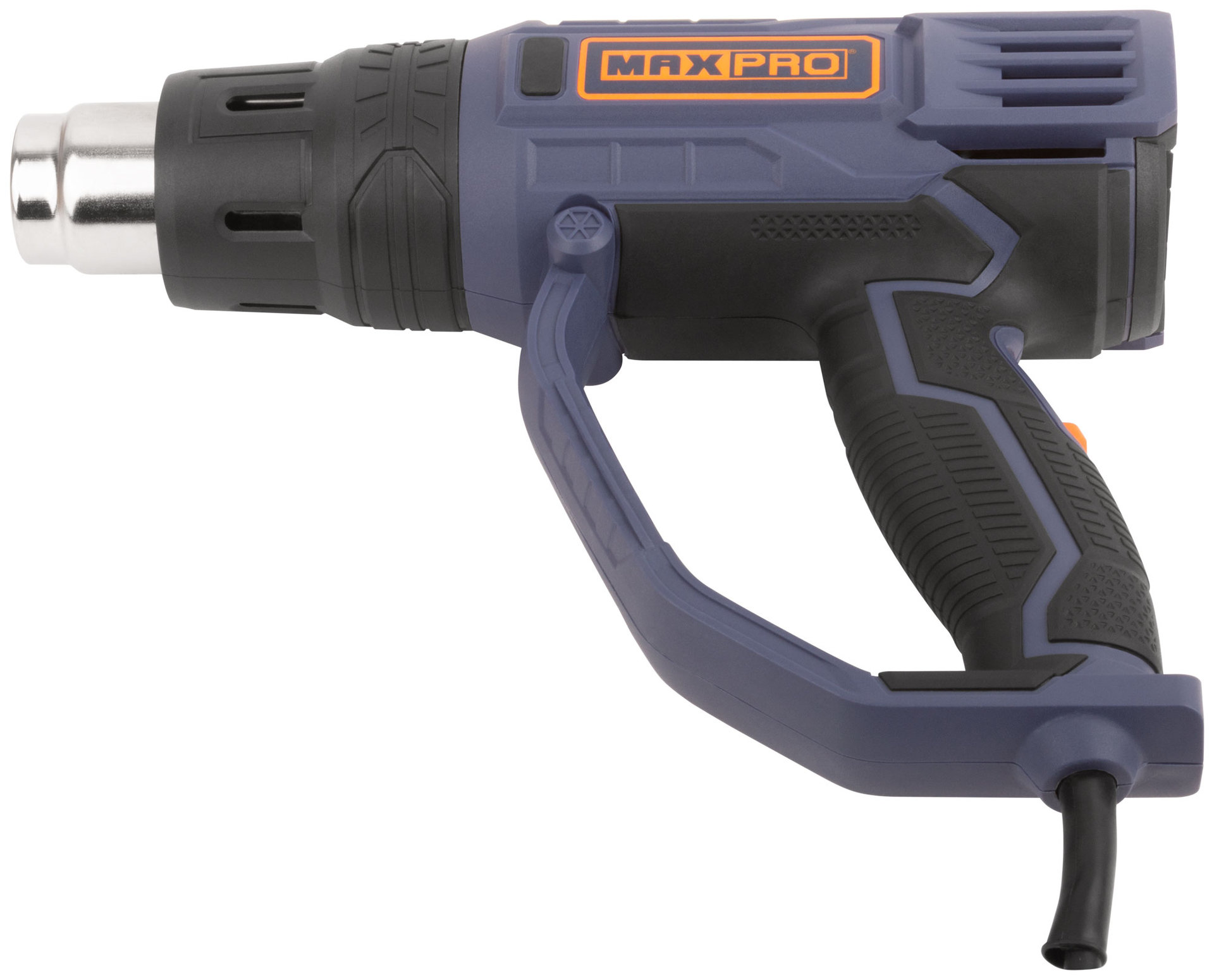 Фен технический 2000 Вт; 60/350/600°C; 500 л/мин; 0,76 кг; резиновый кабель; резиновые вставки MAX-PRO 85252