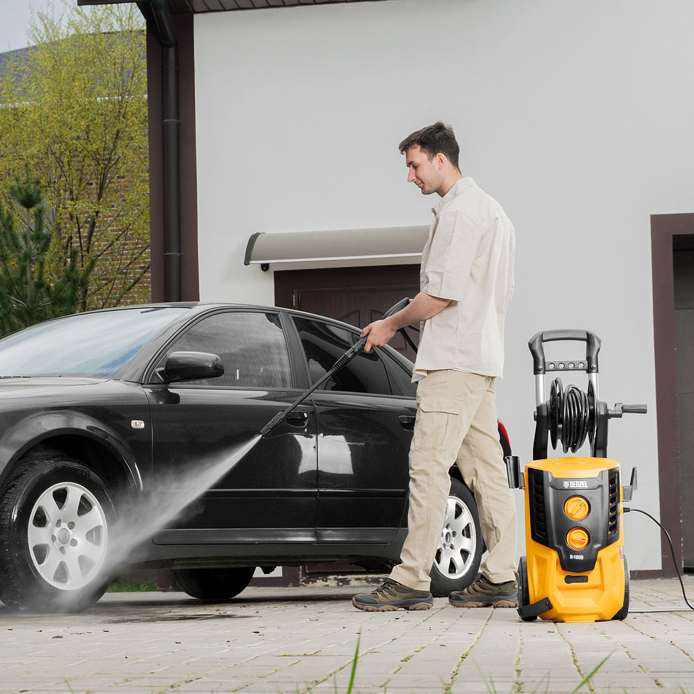 Моечная машина высокого давления R-180D, 2200 Вт, 180 бар, 380 л/ч, с барабаном Denzel (58239)