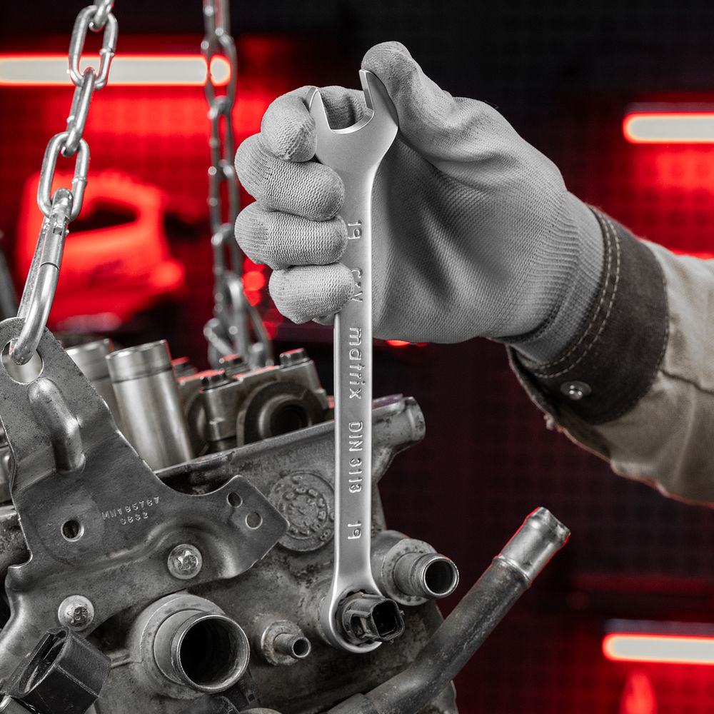 Набор ключей комбинированных, 6-22 мм, 12 шт, CrV, матовый хром Matrix