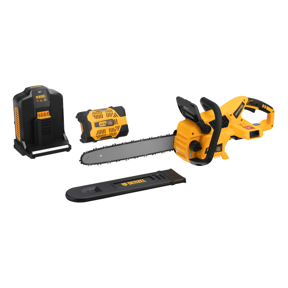 Пила цепная аккумуляторная бесщет., RCS 400-62, 400 мм, Li-ion, 62В Denzel (58620)